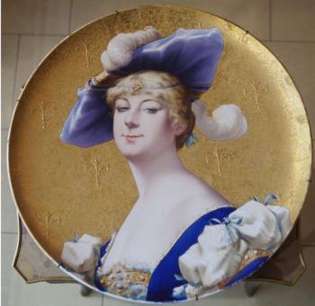 Dekorativer Teller - weißes Porzellan - 1882
